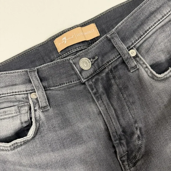 7 For All Mankind High Waist Slim Kick Fray Hem Jeans Luxe Vintage Cher Grey 26 - Picture 6 of 14